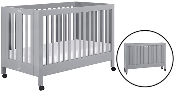 Babyletto Maki Full-Size Portable Folding Crib with Toddler Bed Conversion Kit