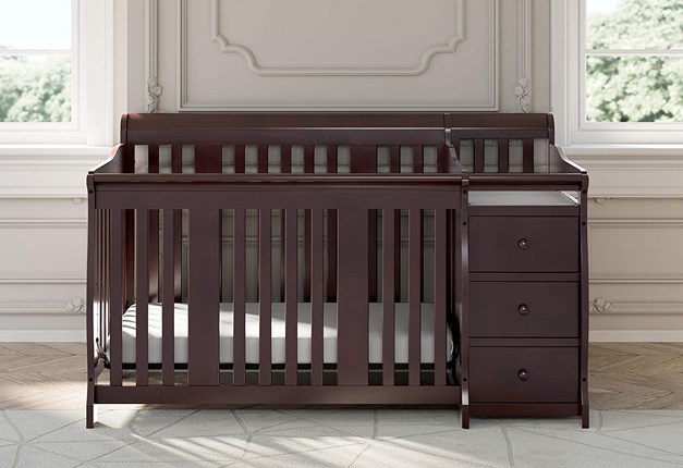 Storkcraft Portofino 4-in-1 Fixed Side Convertible Crib and Changer, Espresso