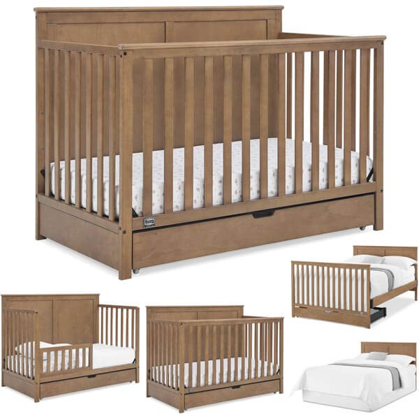 Untitled-1 (1) Delta Children Simmons Kids Logan 6-in-1 Convertible Crib with Underdrawer